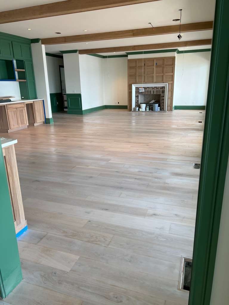 White oak open plan hardwood floor sanding and finishing