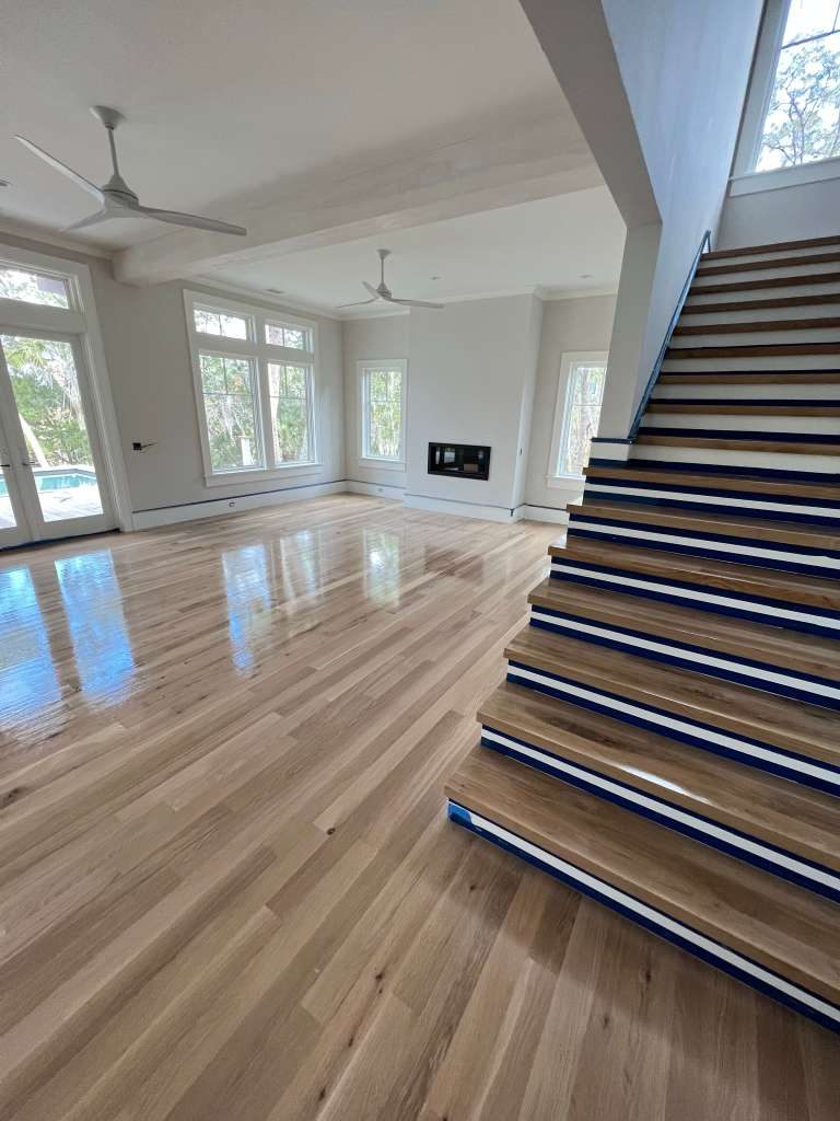 Kiawah Island estate white oak stair installation